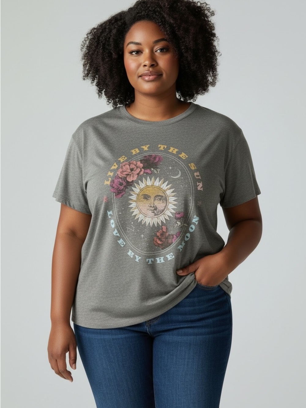 Lucky Brand 3X Live By The Sun Love By The Moon Celestial Graphic Tee